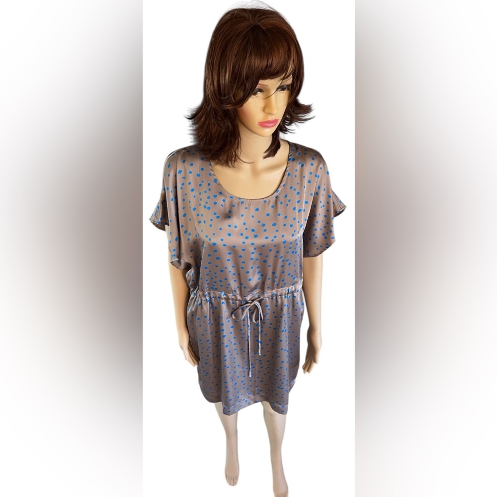 Collective Concepts Blue and Tan Dress with Relaxed Fit